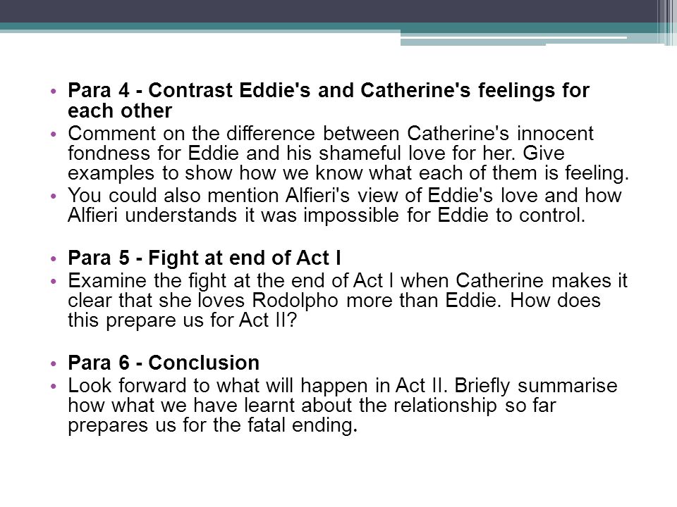 The relationship between eddie and catherine 2 essay